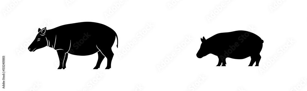 Fototapeta premium Tapir silhouette on a white background with modern illustration style