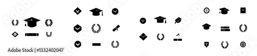 Modern illustration of an education icon. Symbol featuring a college cap or graduate hat. Indicative of a student degree