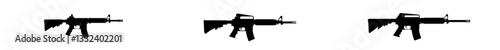 An isolated modern silhouette of an automatic rifle, which is a firearm and weapon