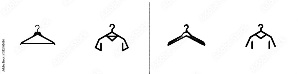 Continuous one line art drawing of a doodle hanger symbol with an outline art modern illustration Continuous one line art drawing of a doodle hanger symbol with an outline art modern illustration