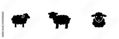 Modern sheep silhouettes in the Pastoral Peace collection ideal for farmyard designs, livestock illustrations, and countryside-themed artwork