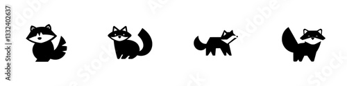 1. A modern silhouette of a raccoon, embodying its cunning nature