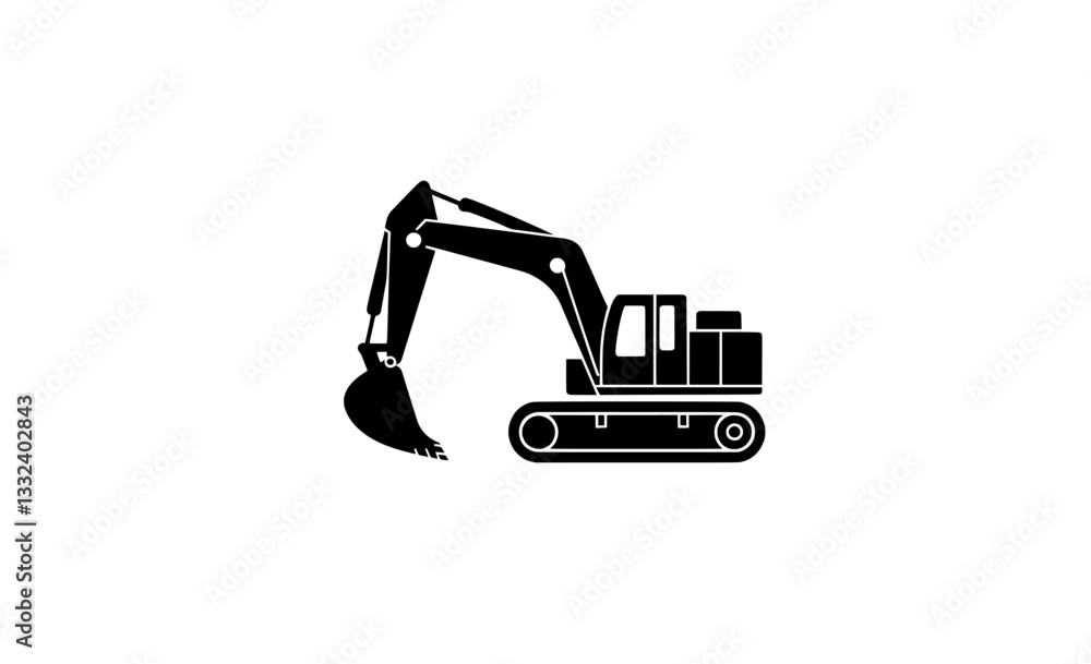 An elegant modern line art of a basic excavator, ideal for construction, machinery, and engineering projects An elegant modern line art of a basic excavator, ideal for construction, machinery, and engineering projects