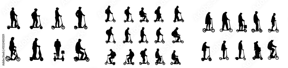 Fototapeta premium 1. Modern 2D Flat Illustrations of Silhouettes for Stunt Scooter Tricks