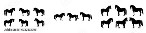 Silhouette of powerful heavy horses