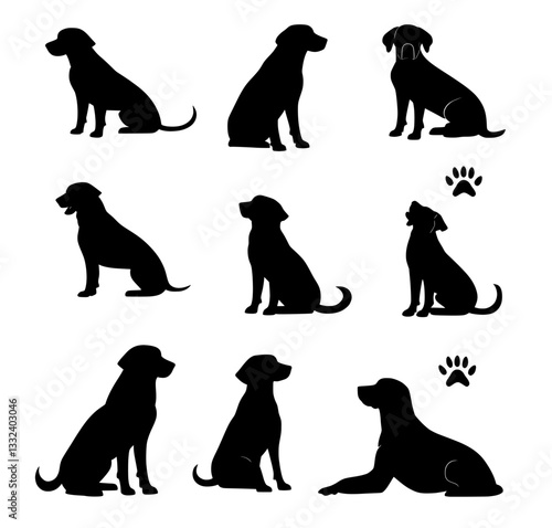 A modern Labrador Retriever silhouette with a black head, standing out on a transparent background