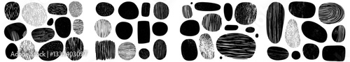 Hand-drawn circle brush material in black color