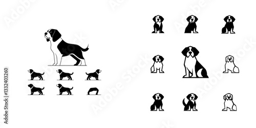 1. Saint Bernard Silhouettes in Black and White, Set Apart in White