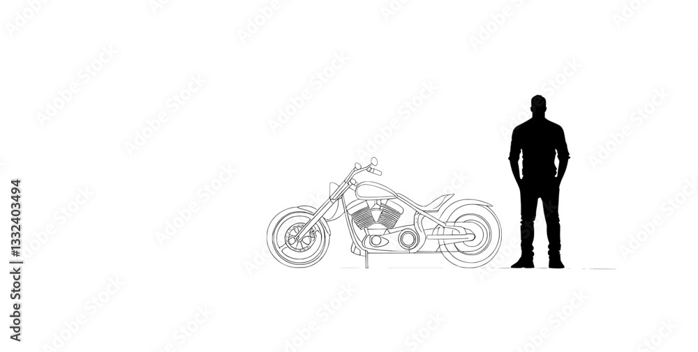 Fototapeta premium Motorcyclist positioned beside his bike