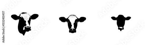 Logo featuring a cow's head with horns, representing a dairy farm or milk symbol through a simple monochrome drawing in modern illustration style
