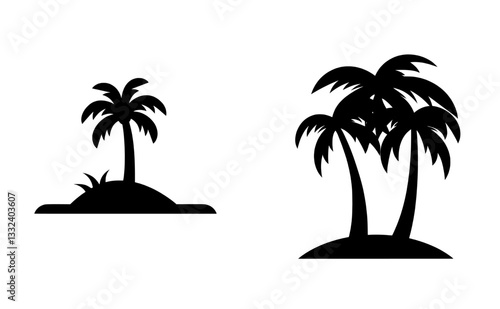 Silhouette of a coconut tree in a modern art style illustration