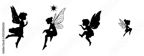 This fairy design features an elegant and simple outline, ideal for illustrations of modern magic