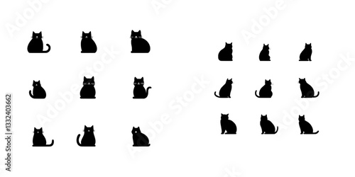 2. Funny modern cat silhouette playing. Silhouette of a cat amusing a child, rat, and man