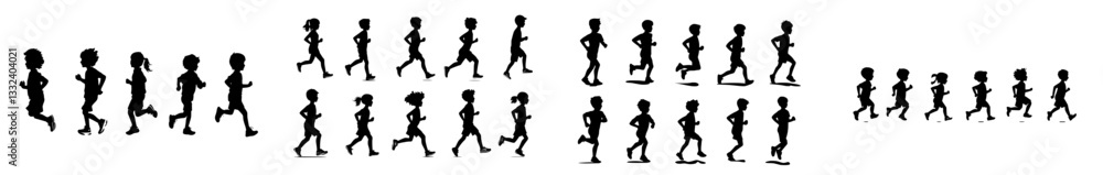 Obraz premium 1. A set of modern runner silhouettes