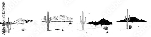 Create a retro-style photocopy of the Arizona desert for a t-shirt design, incorporating a halftone poster and the concept of the Wild West, utilizing monochrome modern graphics and contemporary