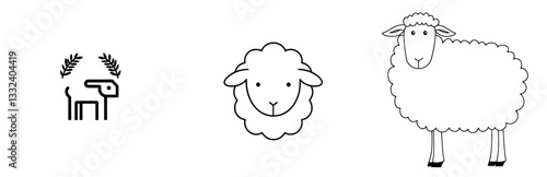 2. Modern line art featuring a sheep silhouette against a white backdrop