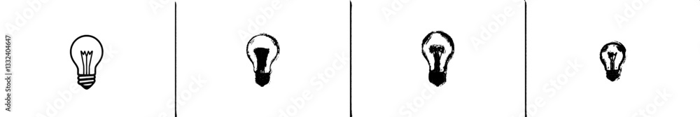 Icon design featuring a minimalist light bulb silhouette with rays Icon design featuring a minimalist light bulb silhouette with rays