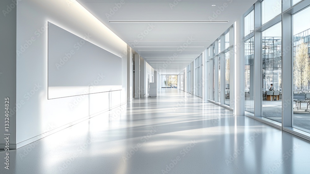 Bright Modern Hallway with Large Windows and Minimalist Design in Contemporary Architecture Bright Modern Hallway with Large Windows and Minimalist Design in Contemporary Architecture