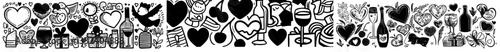 A Valentine's Day print set featuring adorable baby angels, hearts, flowers, love locks, doves, and Cupid with his bow, perfect for romantic dates or holidays
