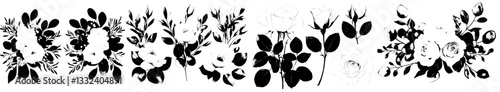 A modern watercolor set featuring green eucalyptus leaves and white roses is available for various design needs