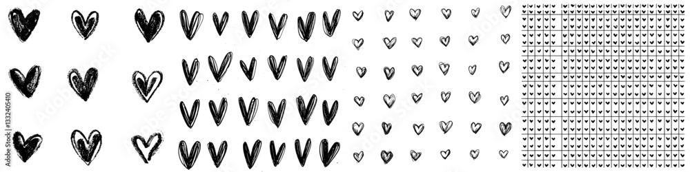 Illustration of hearts created in a hand drawn pen and ink style Illustration of hearts created in a hand drawn pen and ink style