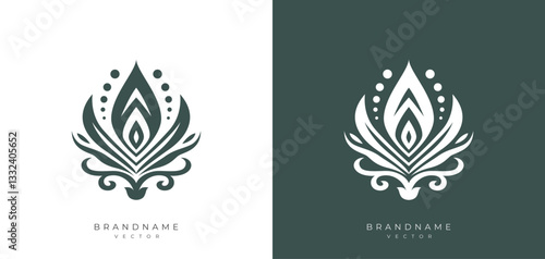 Abstract floral illustration logo design template. Leaf plants and flower concept for natural, organic, lifestyle, cosmetic, spa and other business