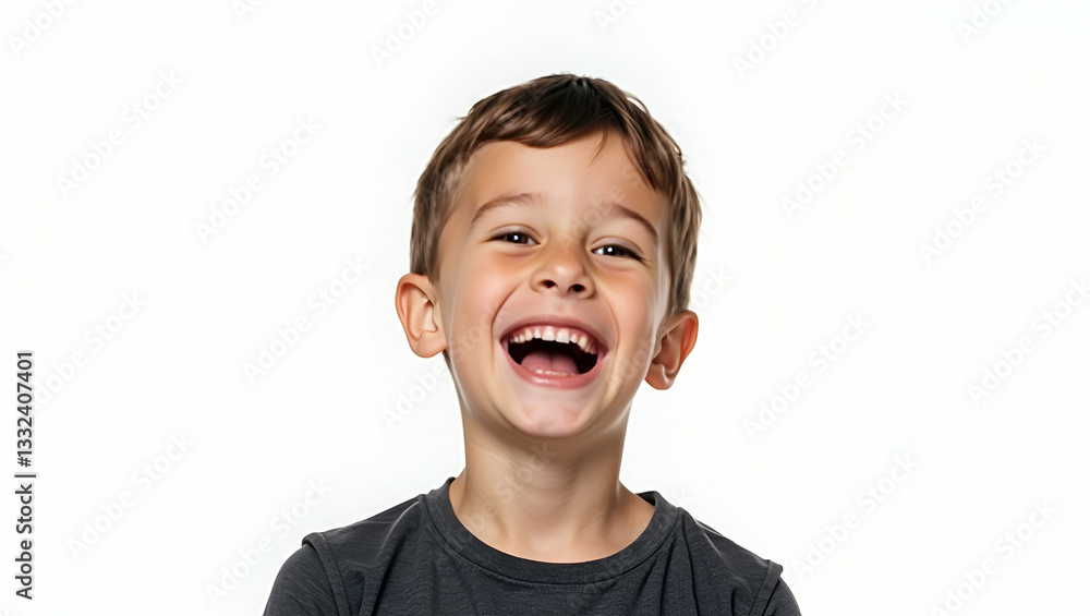 Happy Boy Laughing at Camera: Cute Vector Illustration of Joy Happy Boy Laughing at Camera: Cute Vector Illustration of Joy