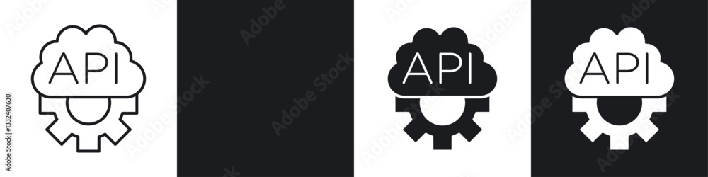 API icon symbol collection on white background. API icon symbol collection on white background.