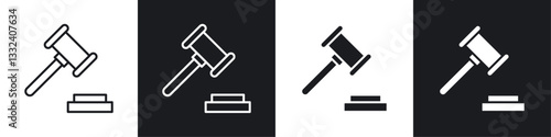 Auction icon symbol collection on white background.