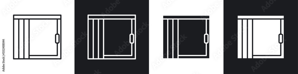 Blinds open icon symbol collection on white background. Blinds open icon symbol collection on white background.