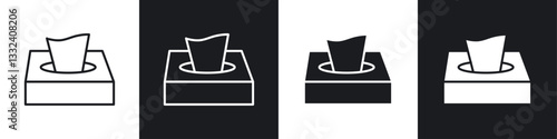 Box tissue icon symbol collection on white background.