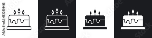 Cake icon symbol collection on white background.
