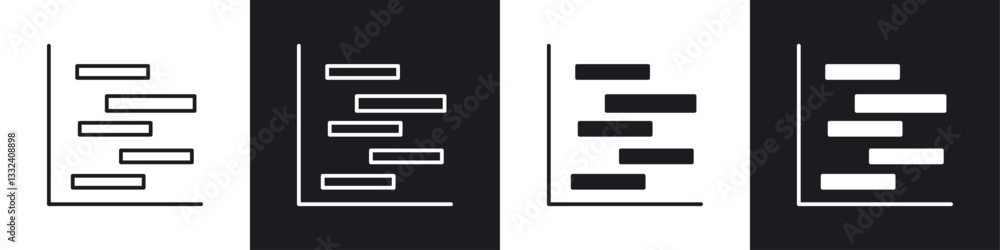 Chart gantt icon symbol collection on white background. Chart gantt icon symbol collection on white background.