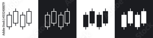 Chart candlestick icon symbol collection on white background.