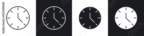 Clock face icon symbol collection on white background.