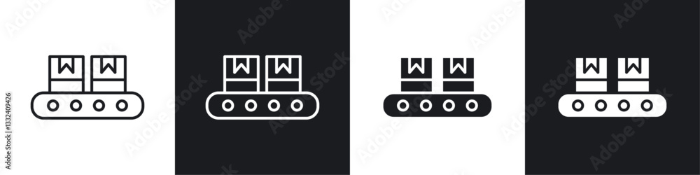 Conveyor belt icon symbol collection on white background. Conveyor belt icon symbol collection on white background.