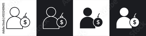 Debt icon symbol collection on white background.
