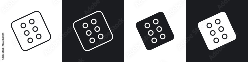 Dice six icon symbol collection on white background. Dice six icon symbol collection on white background.