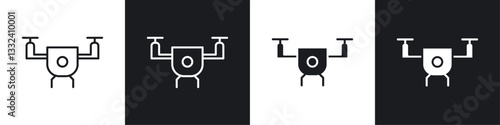 Drone icon symbol collection on white background.