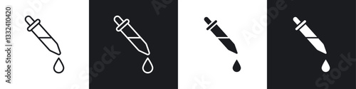 Eye dropper half icon symbol collection on white background.