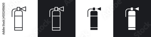 Fire extinguisher icon symbol collection on white background.