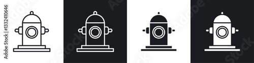 Fire hydrant icon symbol collection on white background.