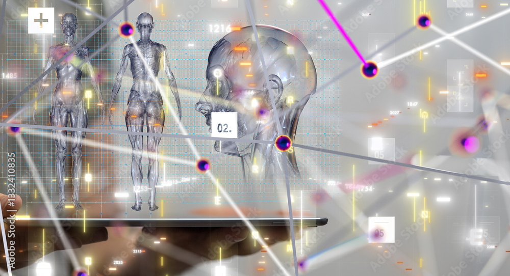 digital medical futuristic interface 3D rendering - 3d digital medical futuristic interface 3D rendering - 3d