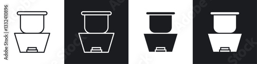 Fondue pot icon symbol collection on white background.