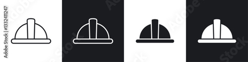 Hard hat icon symbol collection on white background.