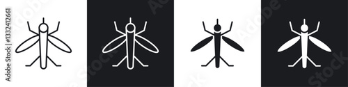 Mosquito icon symbol collection on white background.