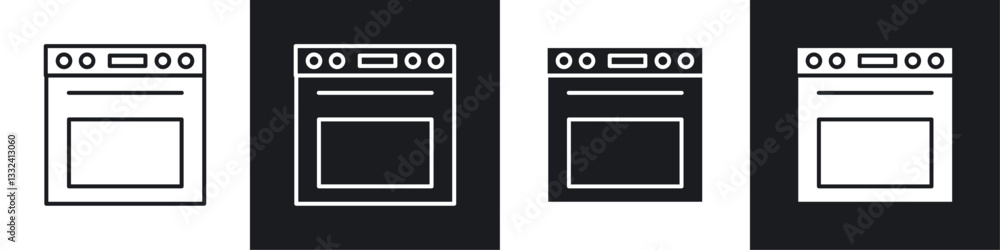 Oven icon symbol collection on white background. Oven icon symbol collection on white background.