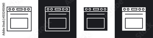 Oven icon symbol collection on white background.