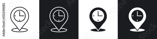 Real time location icon symbol collection on white background.