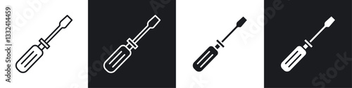 Screwdriver icon symbol collection on white background.
